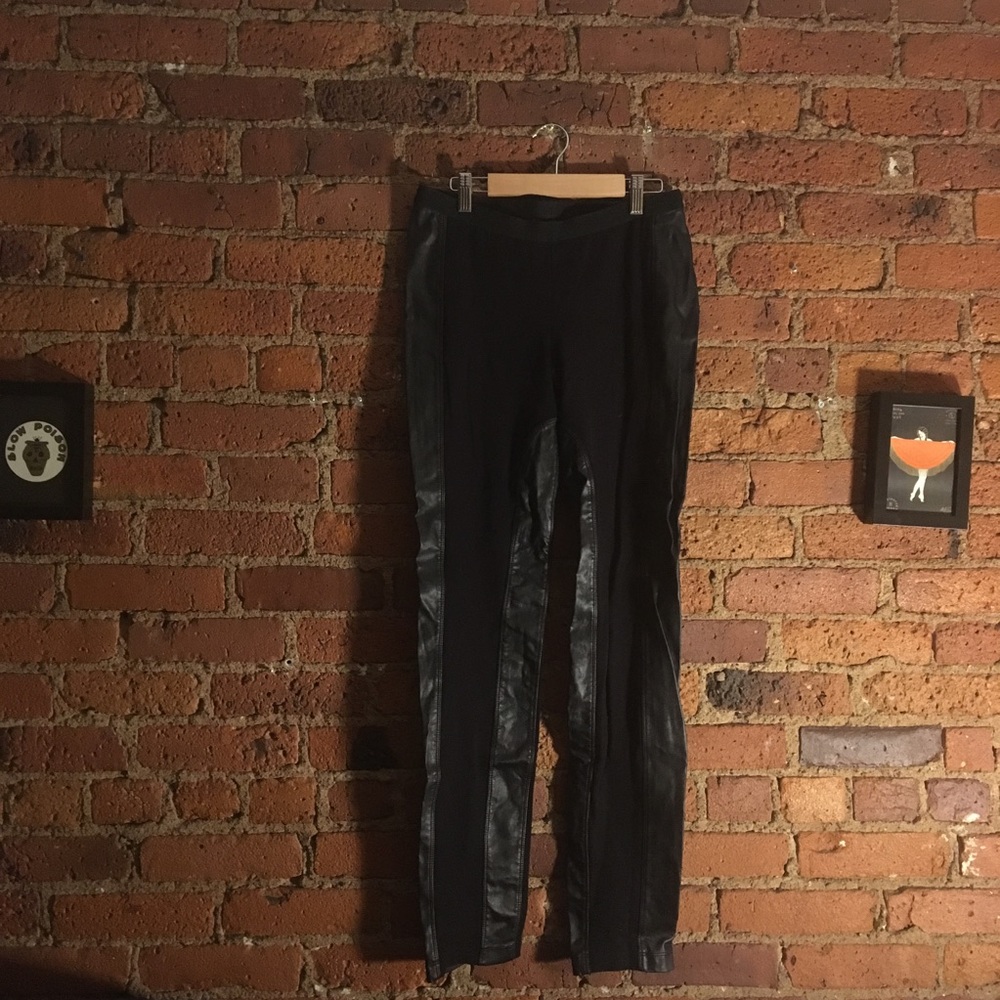 BCBGMAXAZRIA Knit and Faux-Leather Legging